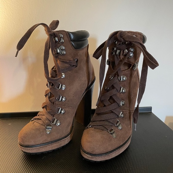 Coach “Carol” Brown Suede Logo high heel boots - Picture 1 of 4